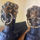 Fireplace - 1900-1910 pair of cast iron andirons
