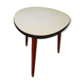 Tabouret formica pieds compas tripodes bois avec bout laiton vintage