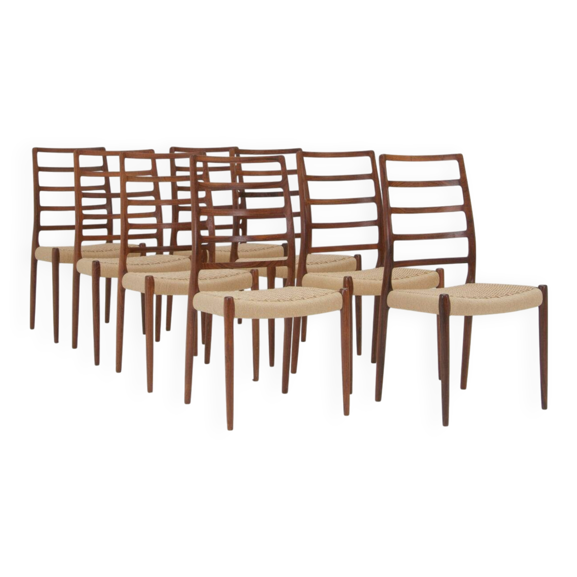 Set of 8 'Model no. 82' dining chairs