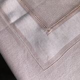 Old damsed tablecloth in linen and silk coral