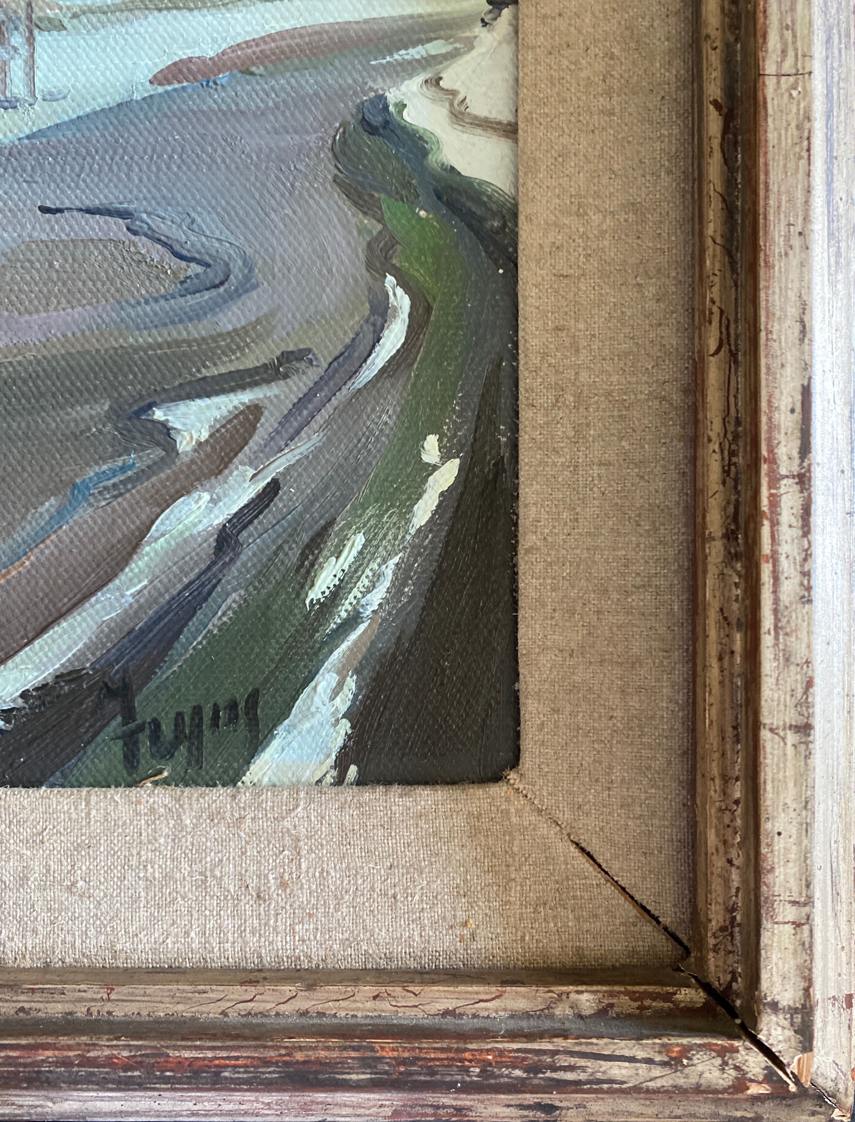 Painting "La Lagune" Marine Seaside signed and frame