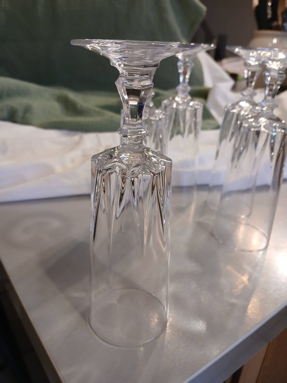 5 antique crystal flutes