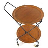 Trolley with loose round trays in the style of Jie Giantofte