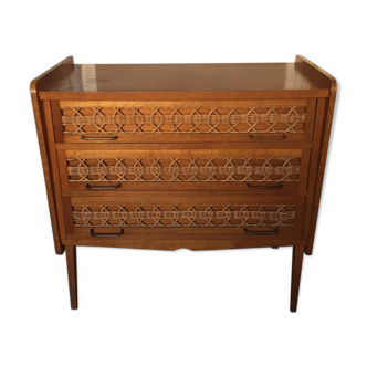 Wooden and rattan dresser 1960s