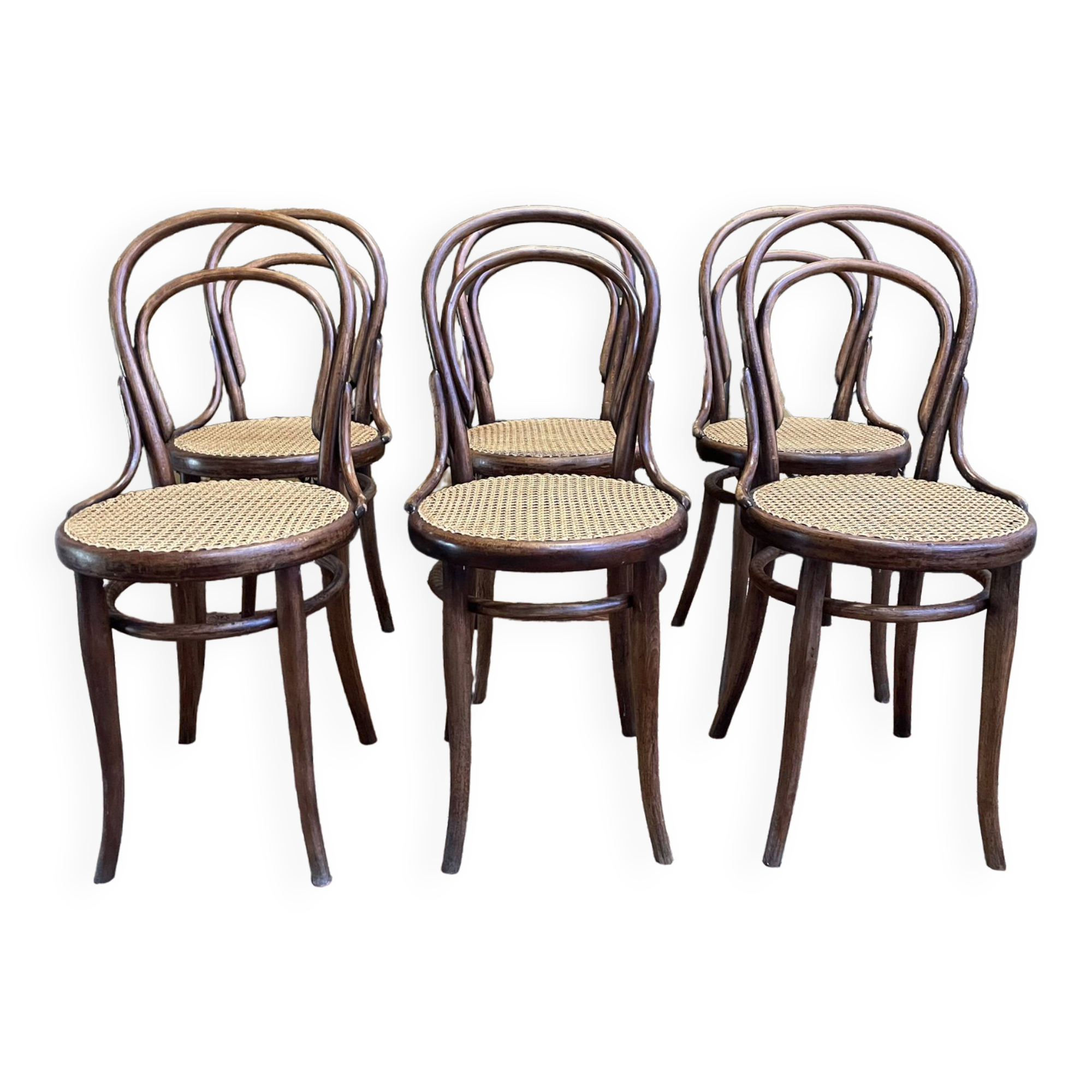 Suite de 6 chaises bistrot en cannage Thonet restaurées