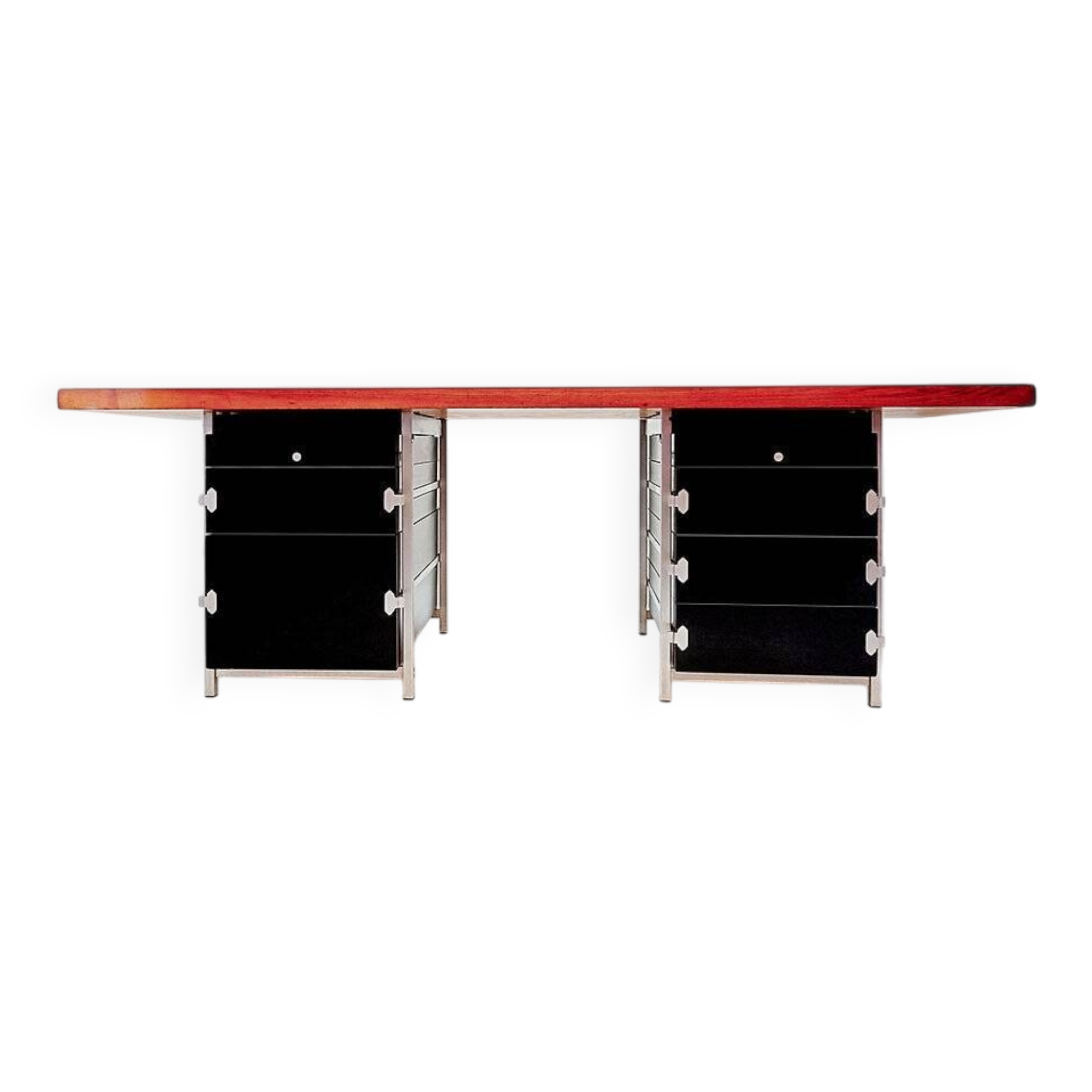 Boomerang desk with 2 drawer units Bergwood and wooden top - 1970s