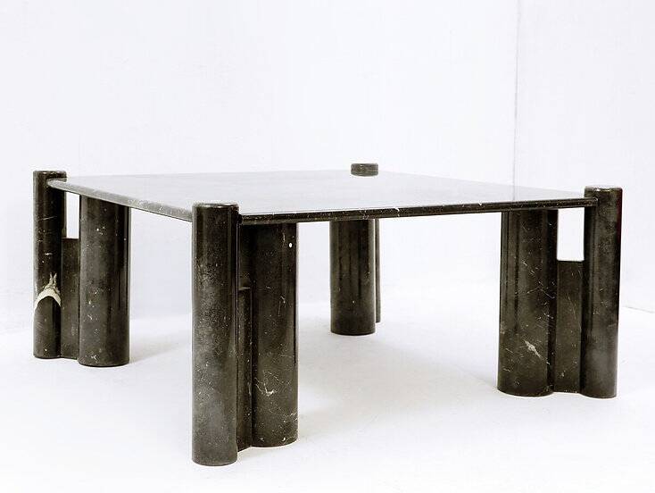 Mid-century modern Black marble square coffee table - 1970s