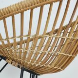 1960s mid century armchair bamboo wicker with hairpin legs