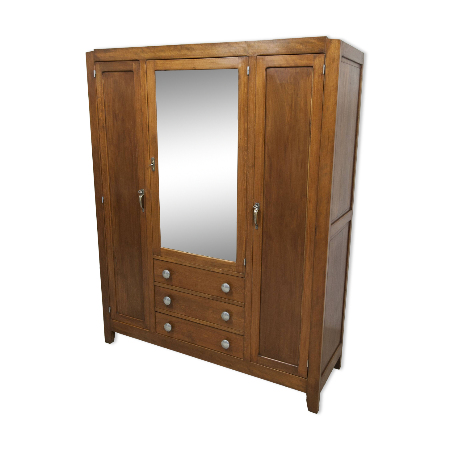 Mid-century armoire with large mirror, wardrobe and chest of drawers