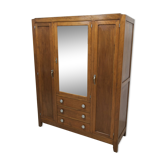 Armoire mid-century grand miroir, penderie et commode