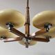 Art Deco Chandelier with 5 Arms and Round Shades from the 1930s