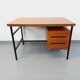Vintage modernist double-sided desk in mahogany and black metal from the 1960s