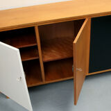 Sideboard in cherrywood with black and white doors 1950s