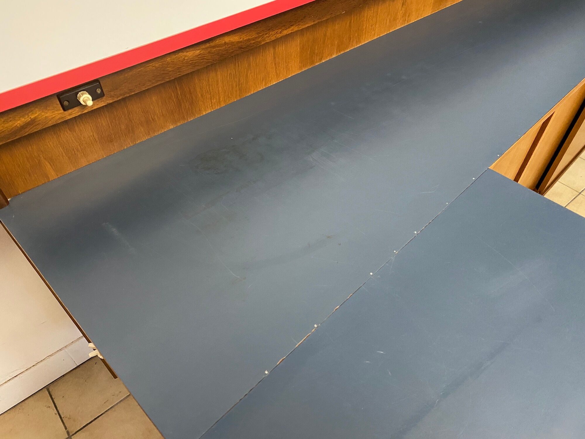 Vintage teak and formica bar with stool