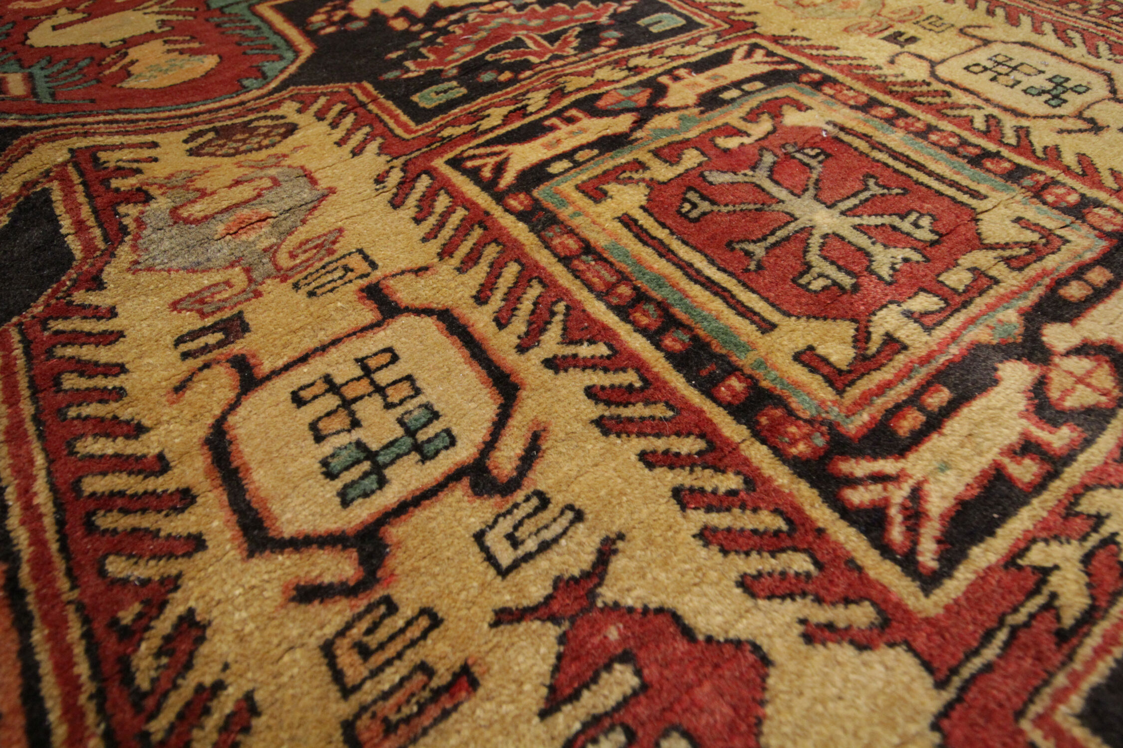 Antique persian wool aderbil rug, traditional orange wool carpet 115x304cm
