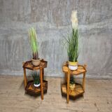 Mid-century marquetry two-tier stand, Czechoslovakia, 1960s–1970s