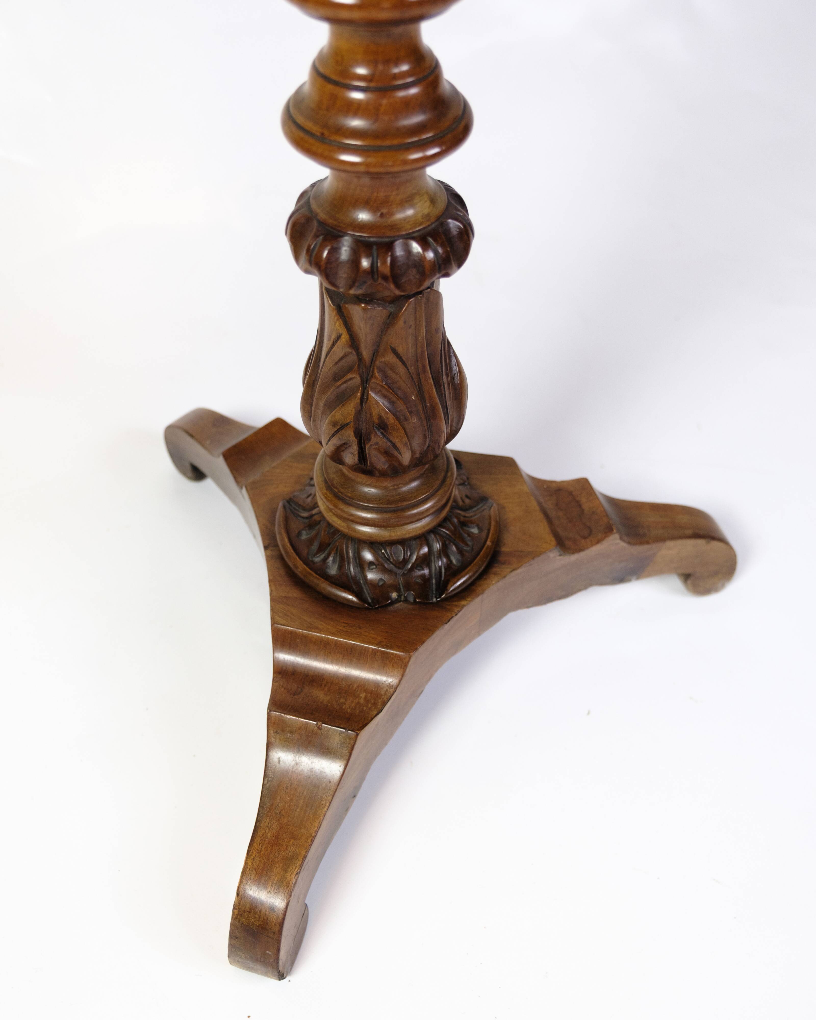Anitque Side/Sewing Table On Column Made In Mahogany From 1890s