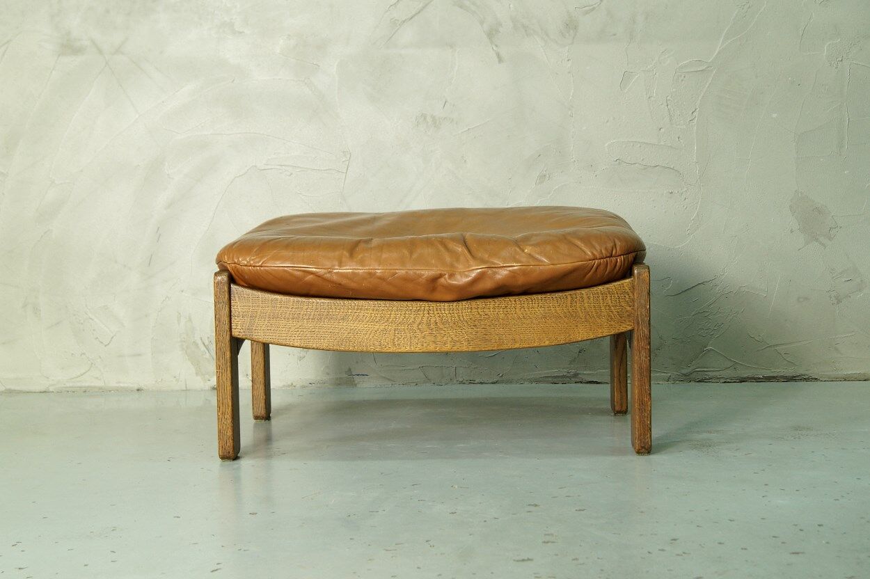 Danish leather ottoman, 1970