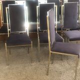 Set of 8 brass and alcantara chairs Romeo Rega 1970