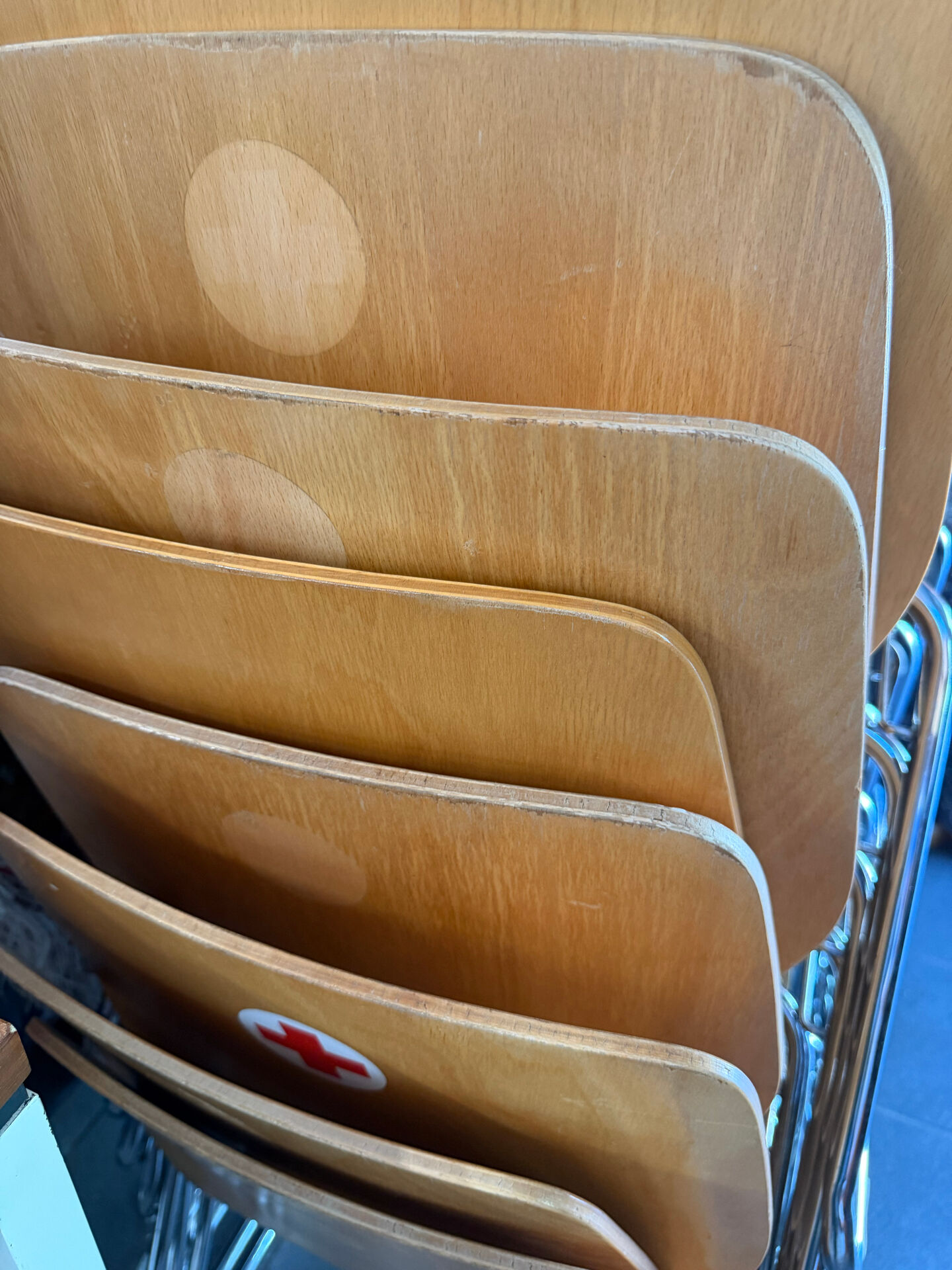 Vintage Casala chair – bent beech – chrome sled base