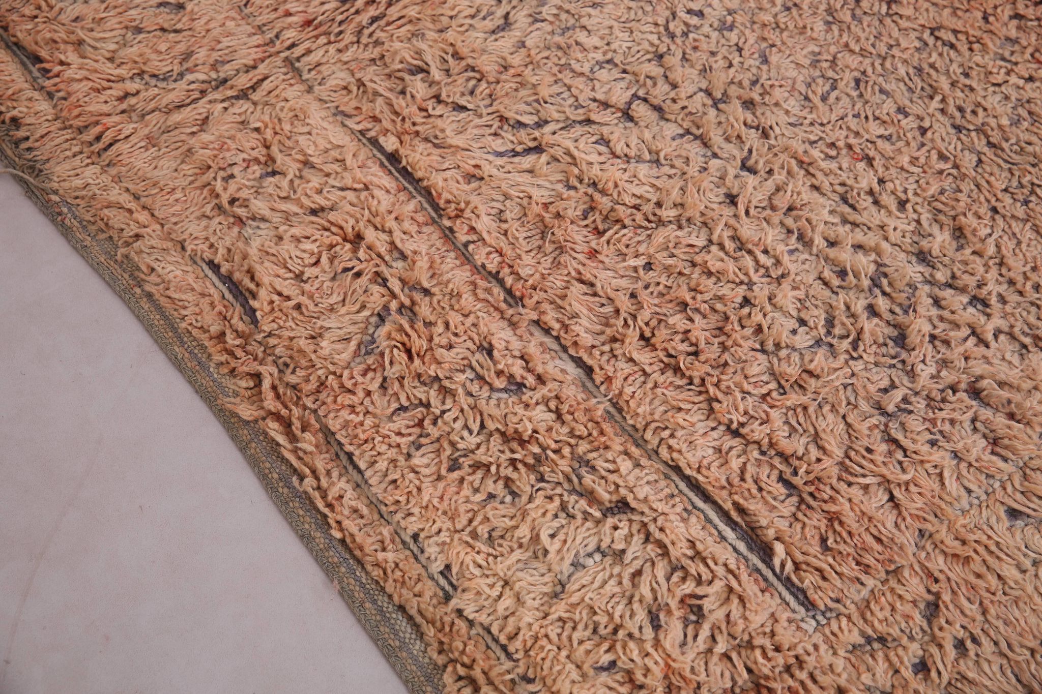 Peach Vintage Moroccan Rug 203 x 331 cm, Berber Shag Rug, Handmade Boho Rug