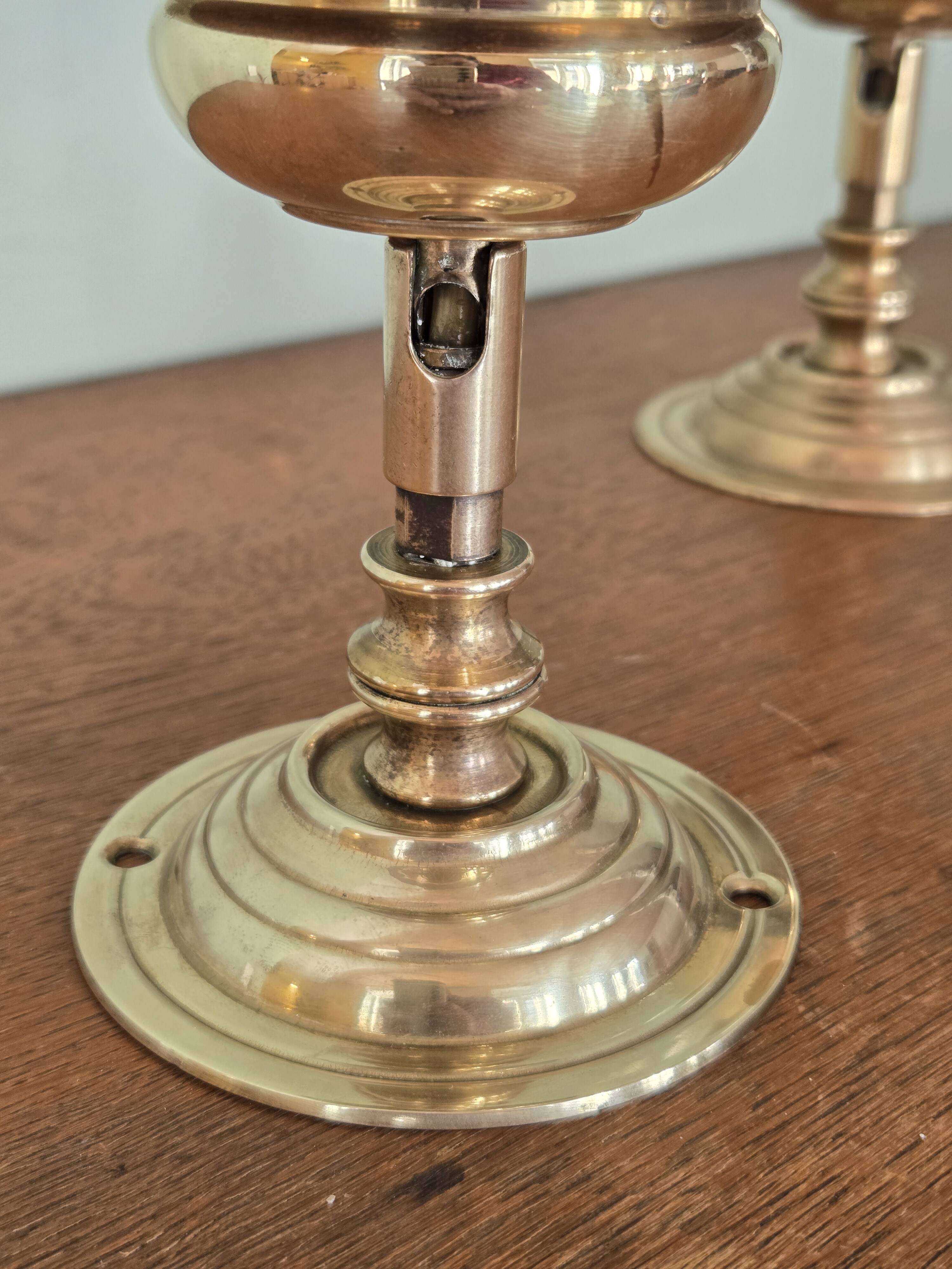Pair of adjustable wall lights in blown glass and solid brass - modern design