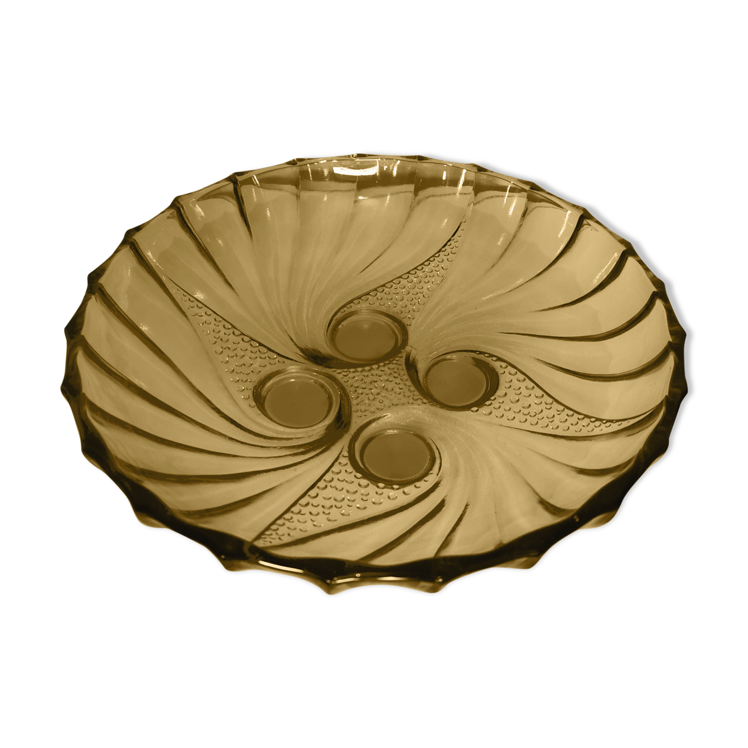 Art Deco dish in yellow glass