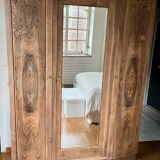 Vintage Art Deco wardrobe in raw wood