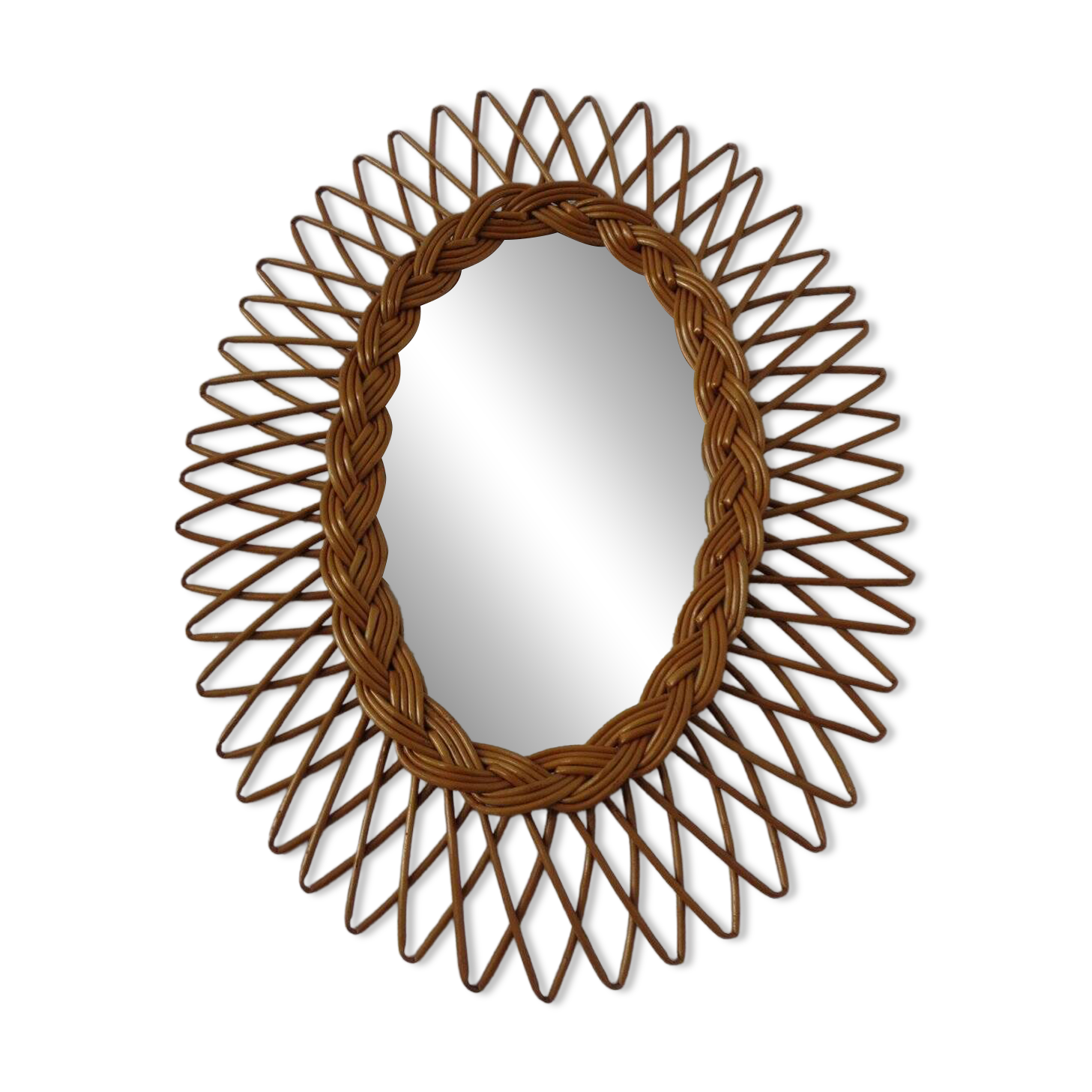 Italian rattan mirror, 1960s
