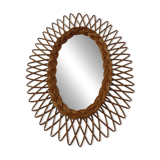Italian rattan mirror, 1960s