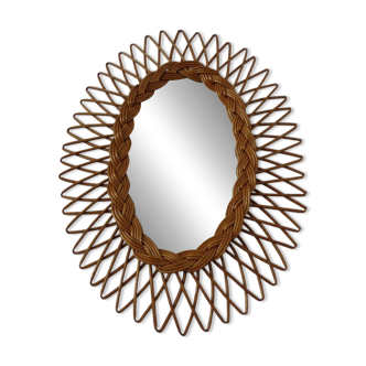 Italian rattan mirror, 1960s