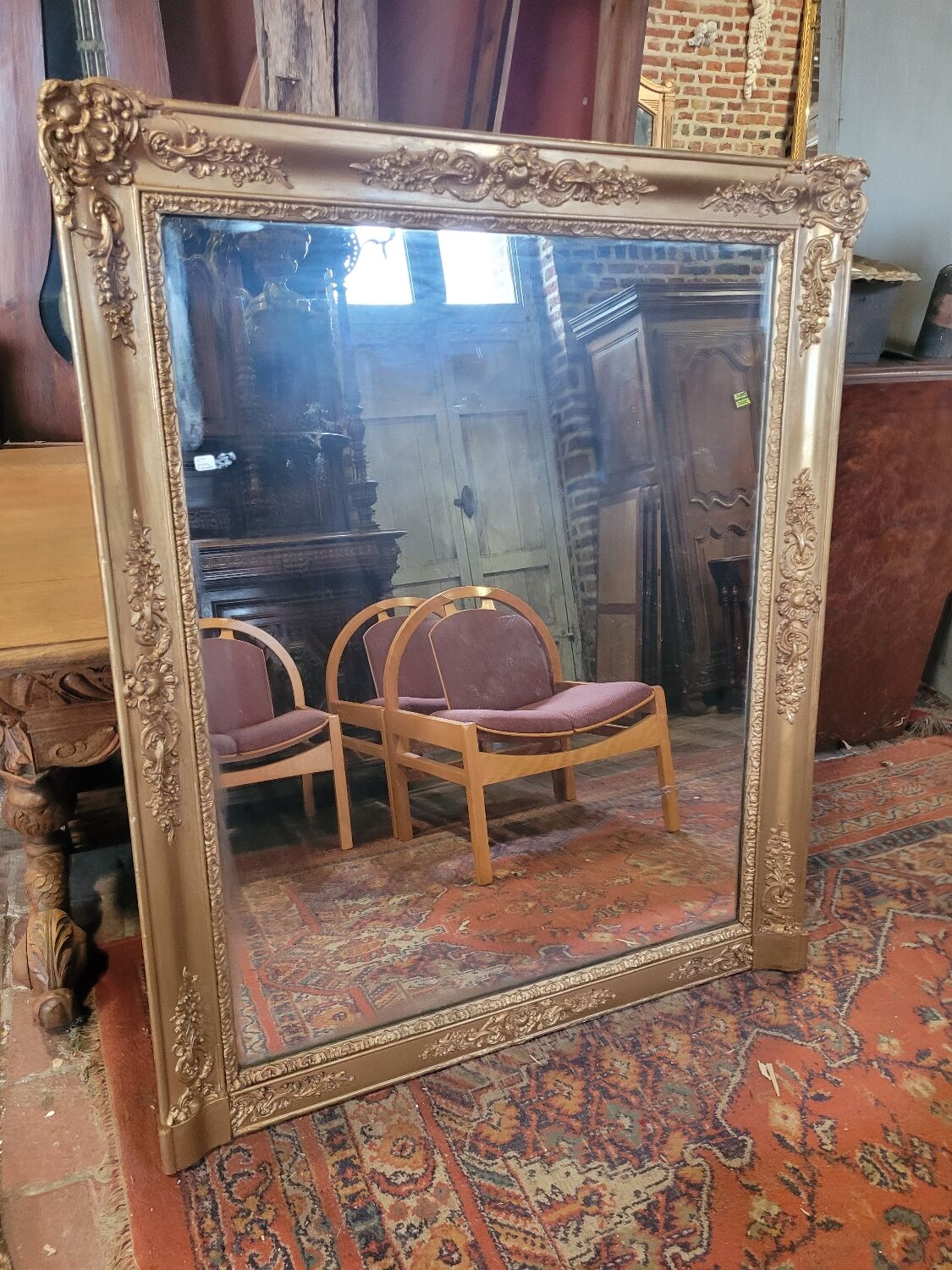 Golden mirror xixth period restoration 132×110cms