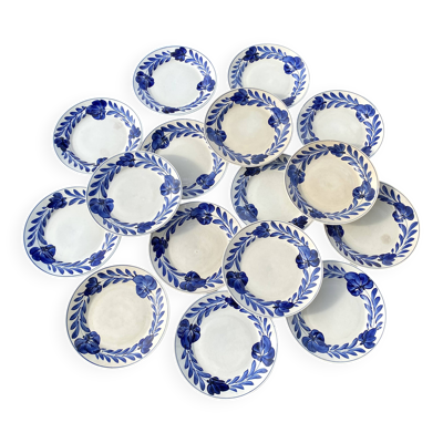 Assiettes plates Lunéville fleurs bleues