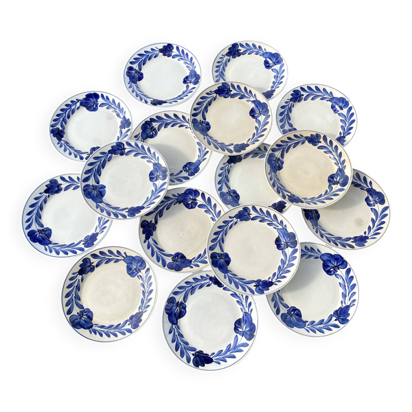 Assiettes plates Lunéville fleurs bleues