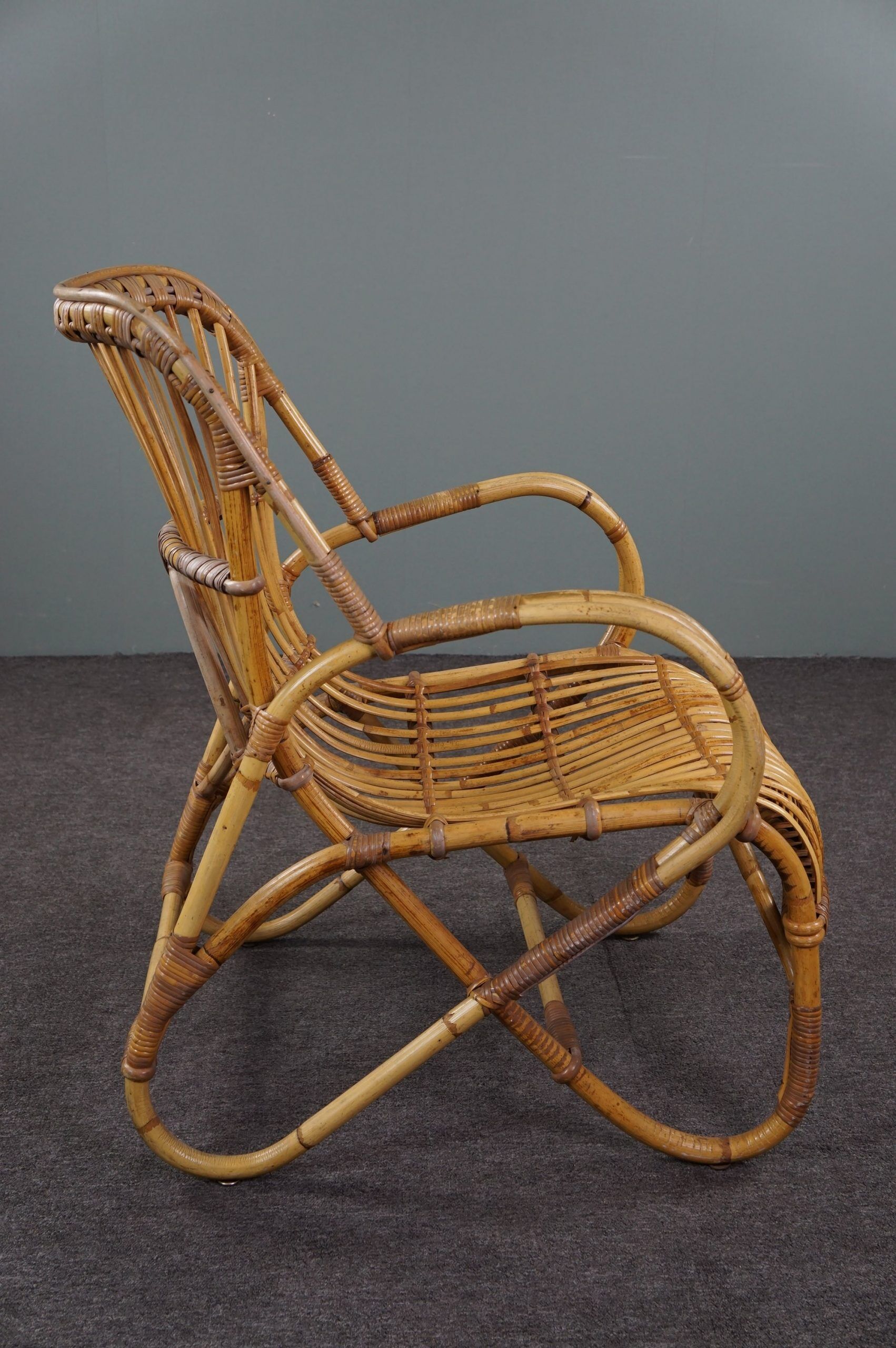 Rattan armchair with armrests 1950
