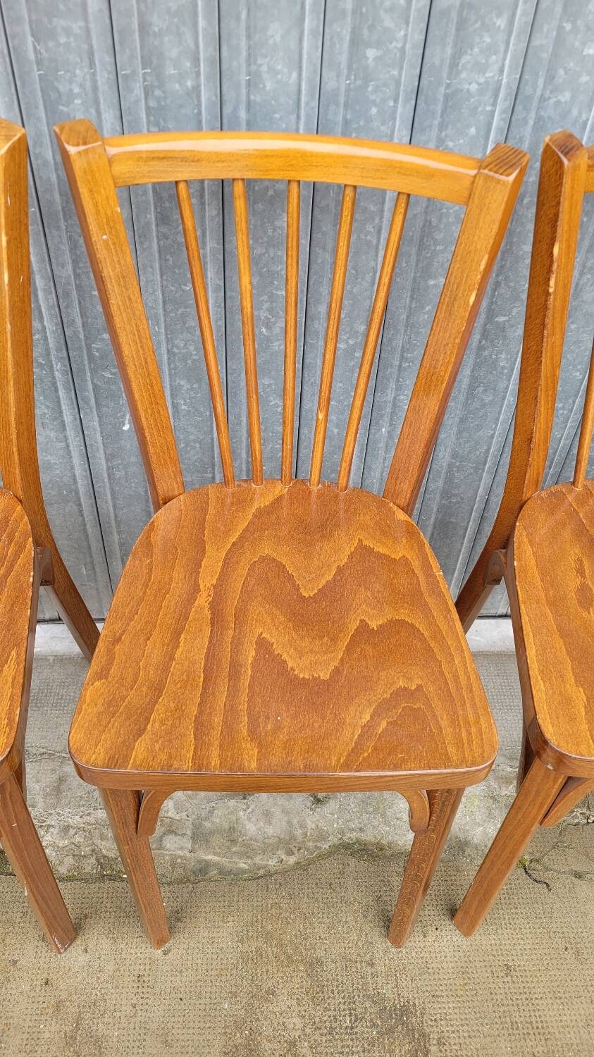Set of 5 antique signed Baumann bistro chairs