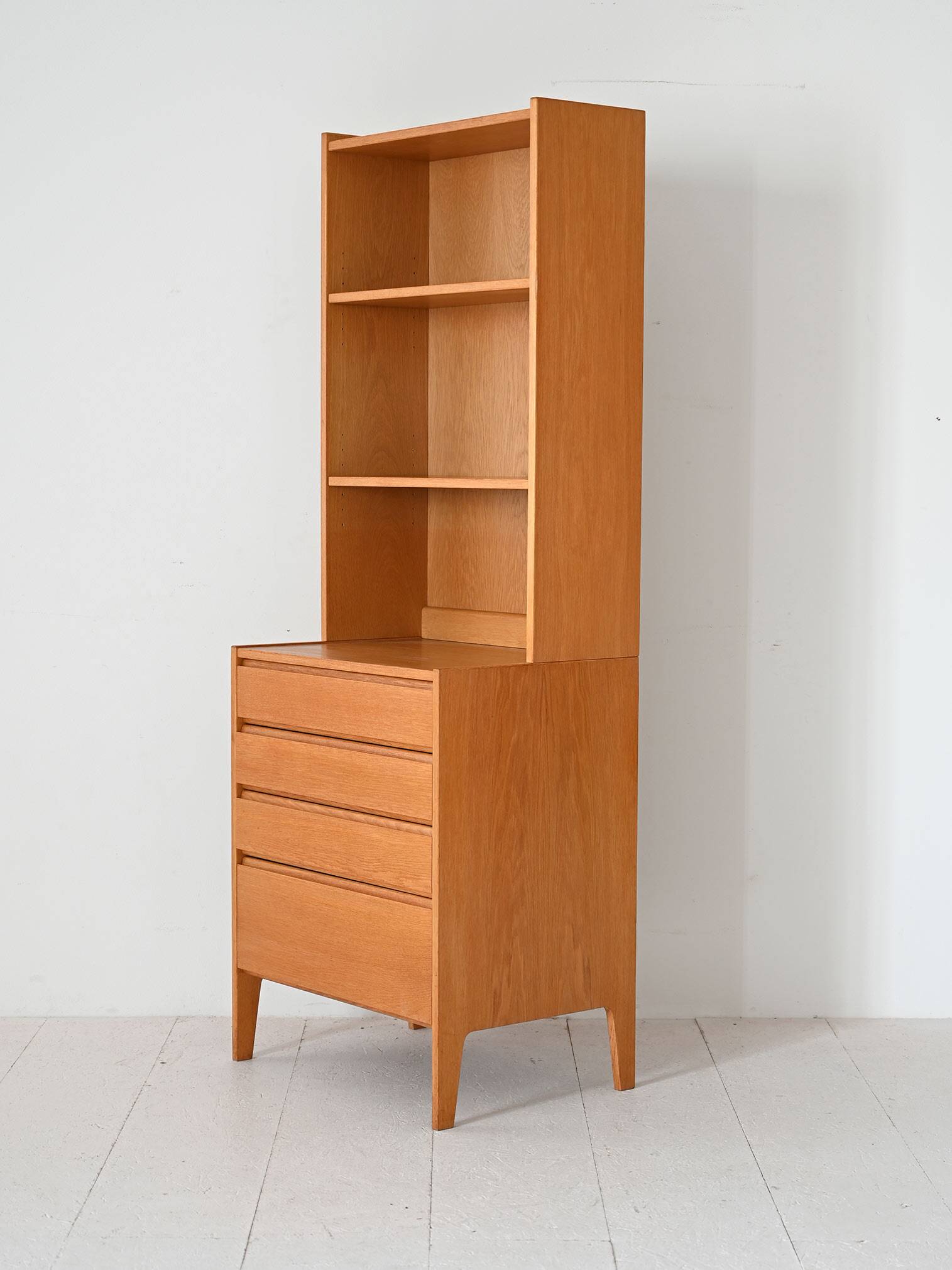 Scandinavian oak bookcase cabinet