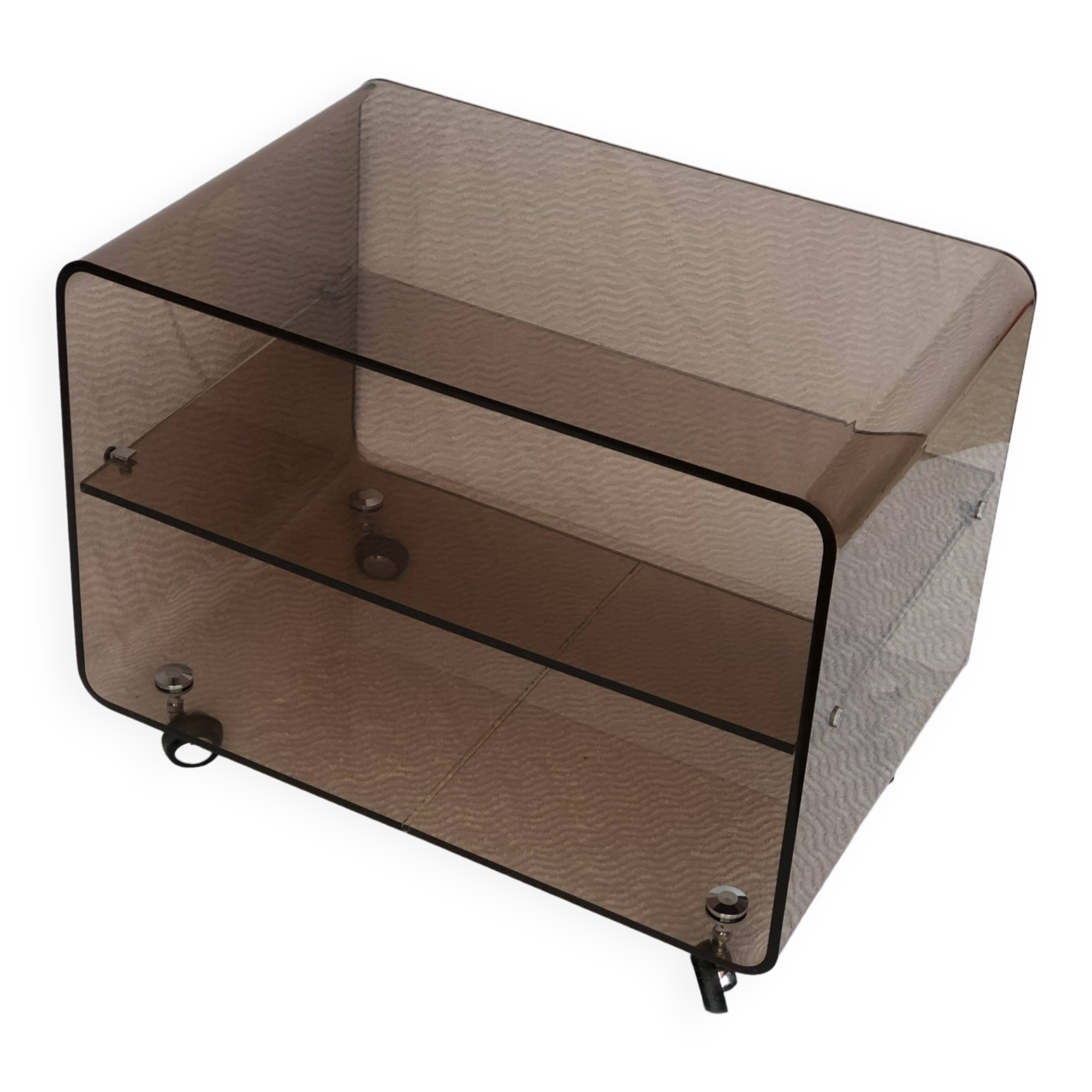 Vintage 1970 plexiglass trolley on wheels Michel Dumas