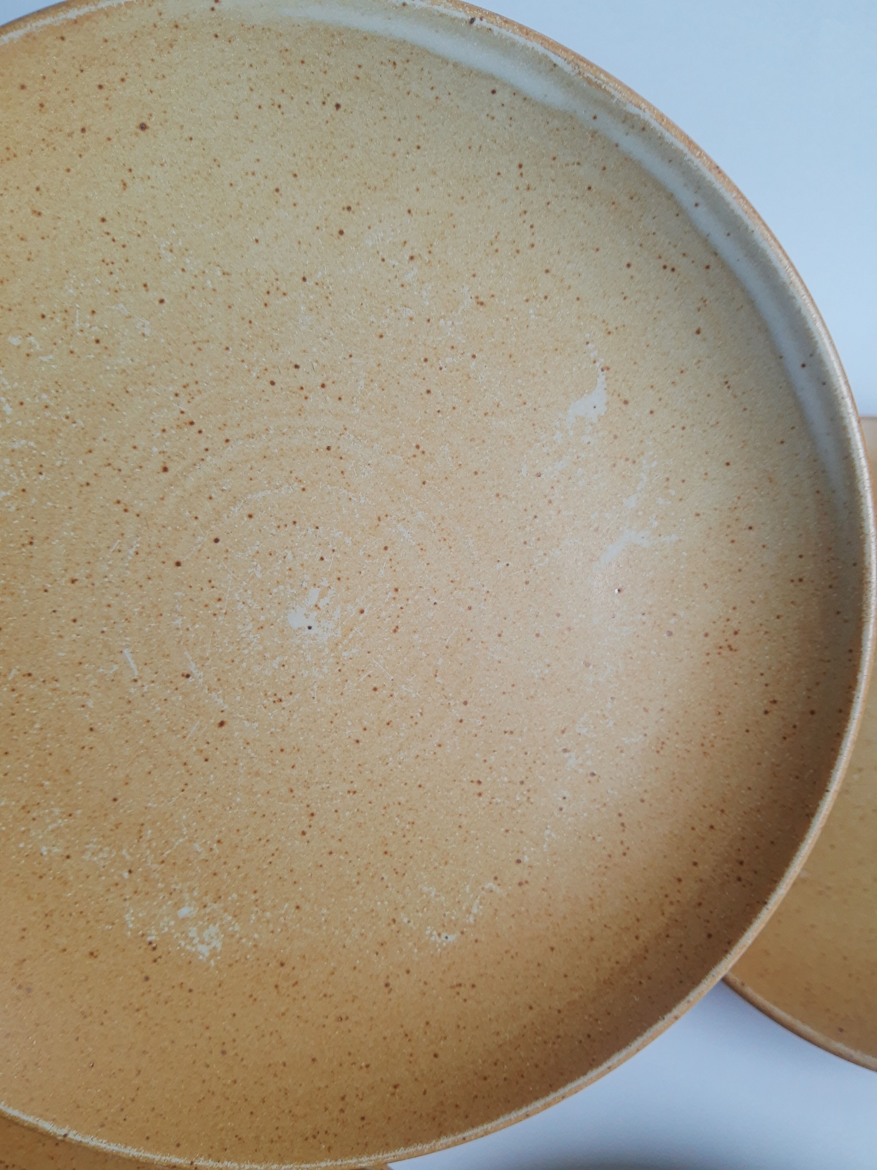 Set of 8 CNP stoneware dessert plates Grès village France vintage