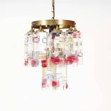 Muranoglass and brass chandelier attributed to Poliarte