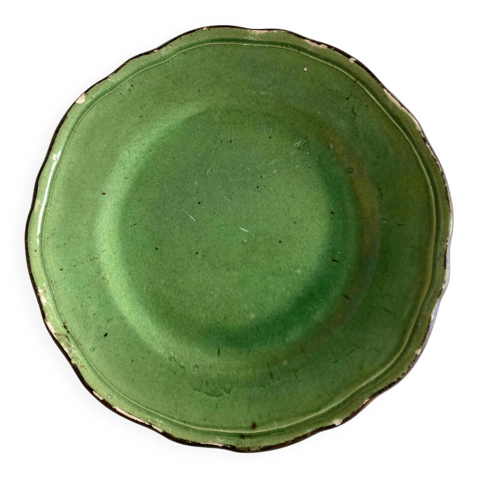 Plate Dieulefit in glazed stoneware with flutes Etienne Noel 1950