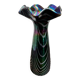 Vintage iridescent glass vase with ribbed design and ruffled neck, H 21 cm.