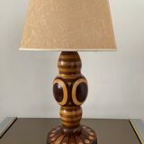 Vintage lamp in inlaid wood 60s-70s