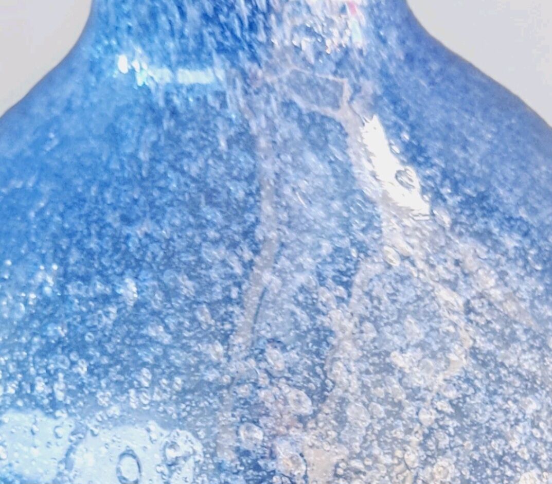 Small blue bubble glass vase