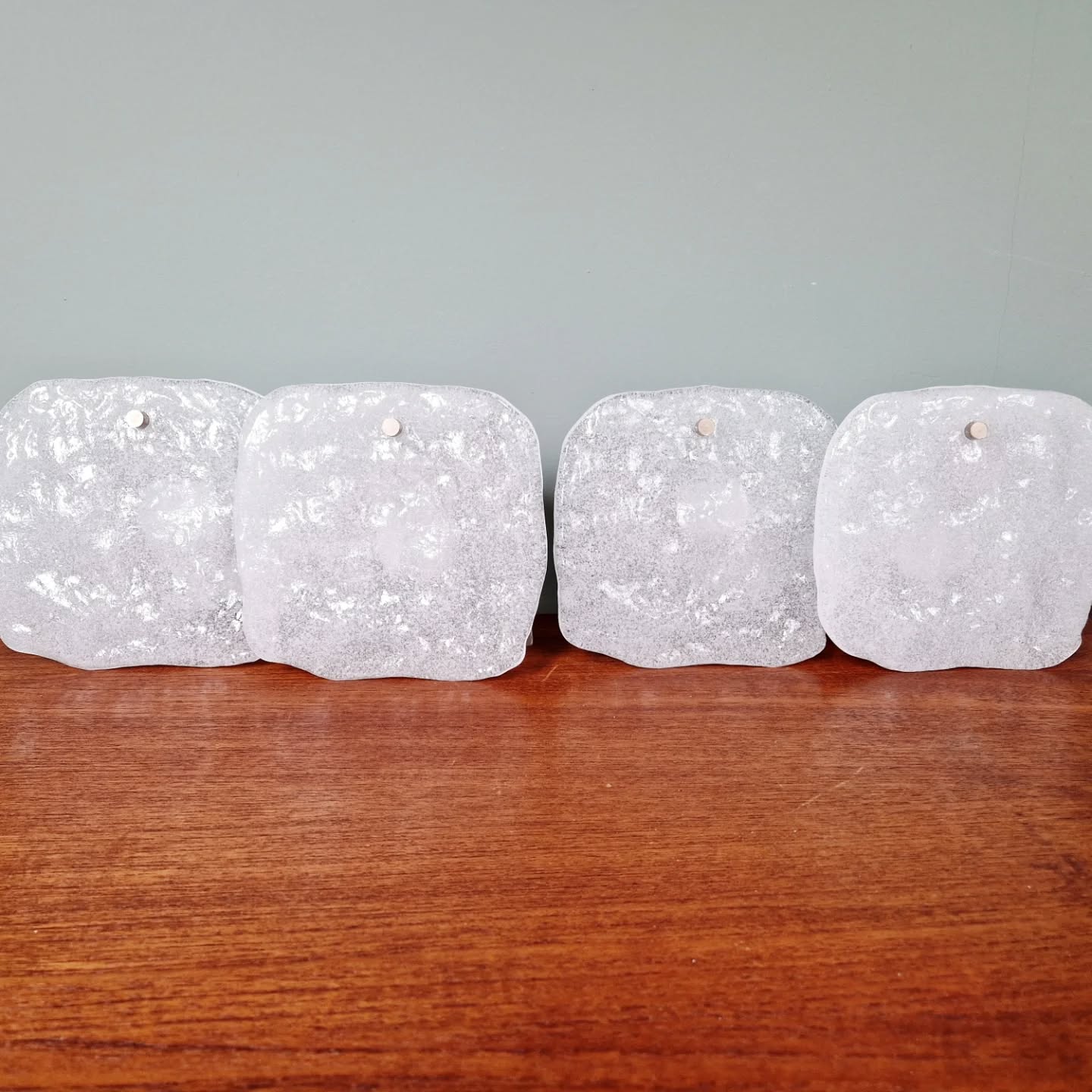 Pair of frosted glass wall sconces, Kalmar Francken, 1970