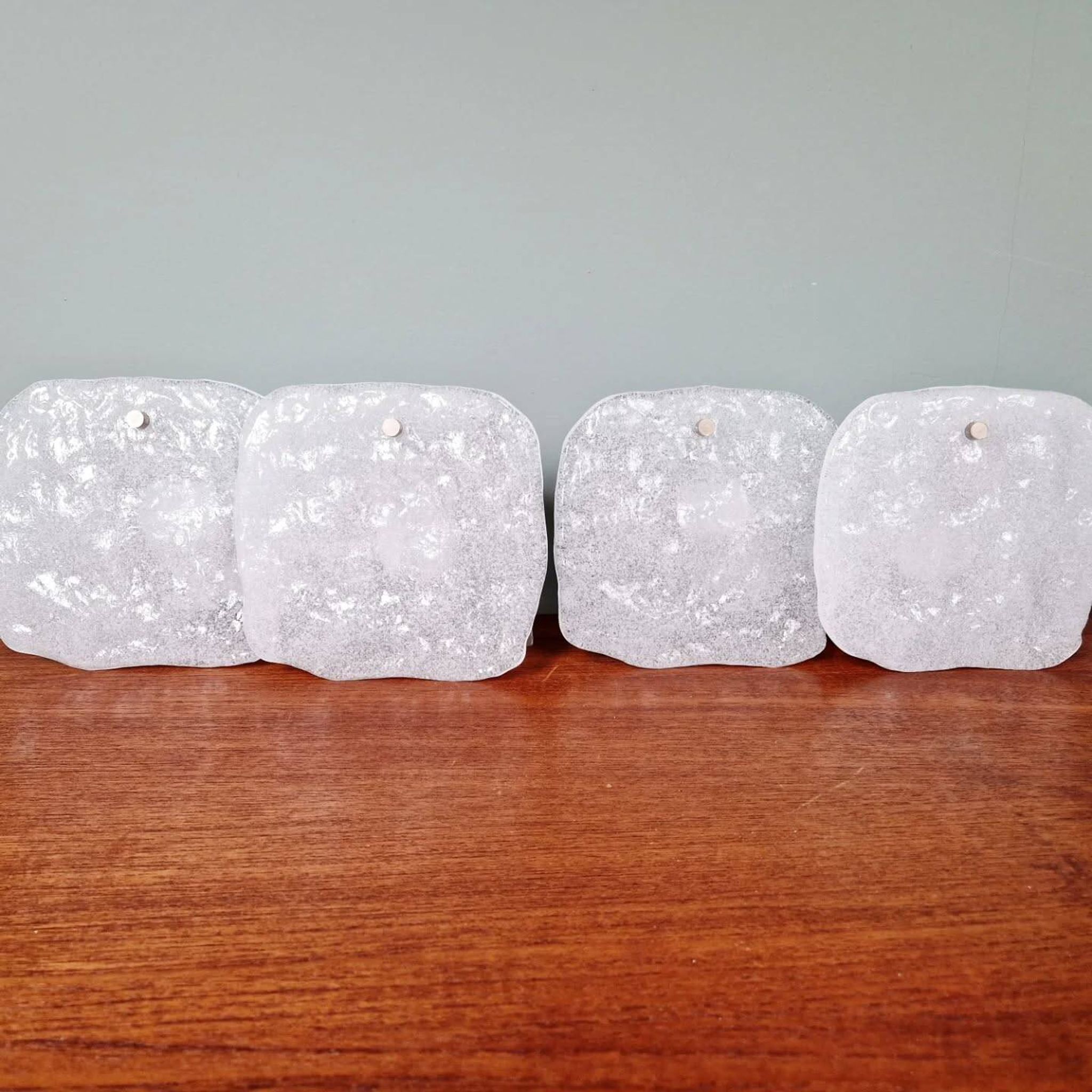 Pair of frosted glass wall sconces, Kalmar Francken, 1970