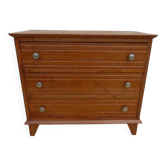 Antique post art deco chest of drawers circa 1940 in solid pine wood in its patina