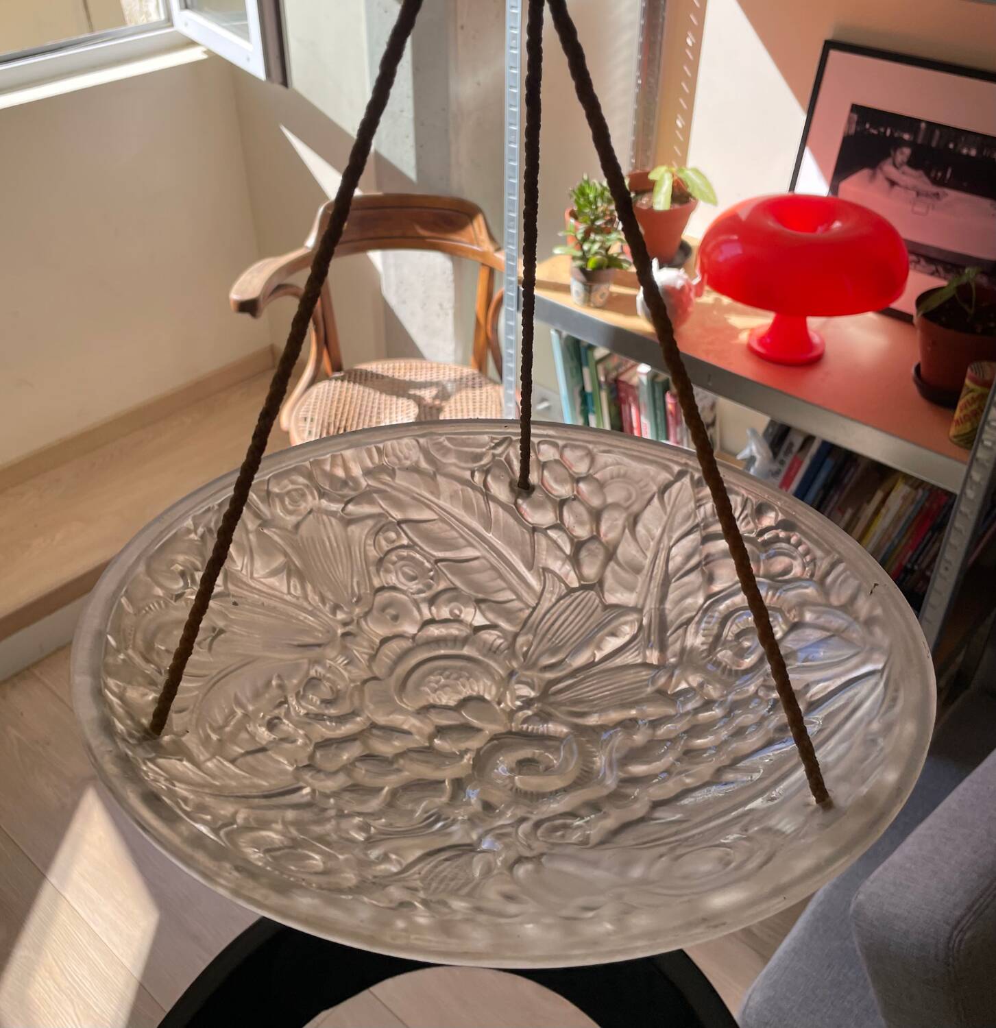Art Deco molded glass pendant light