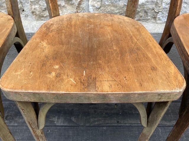 Set of 4 antique bistro chairs