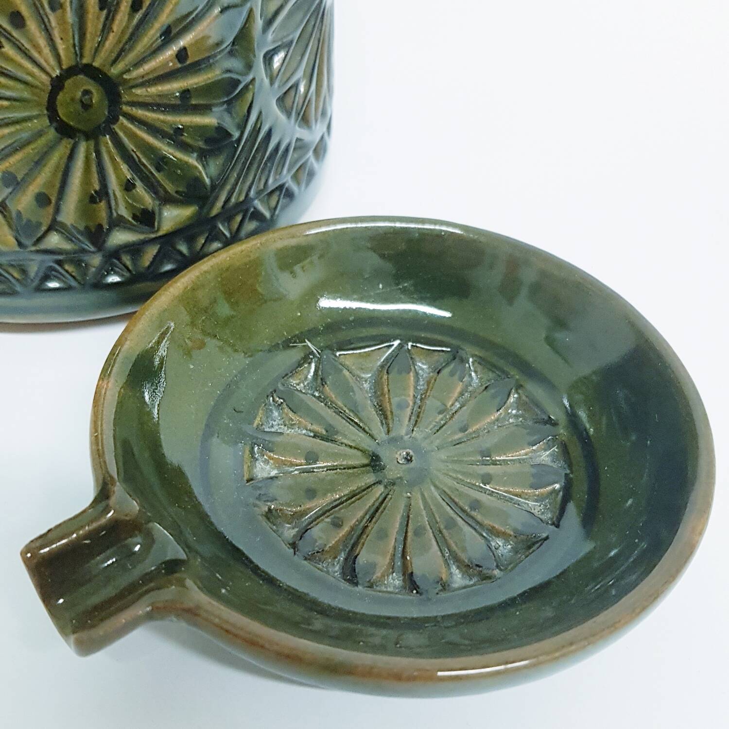 1970's pottery ashtray set